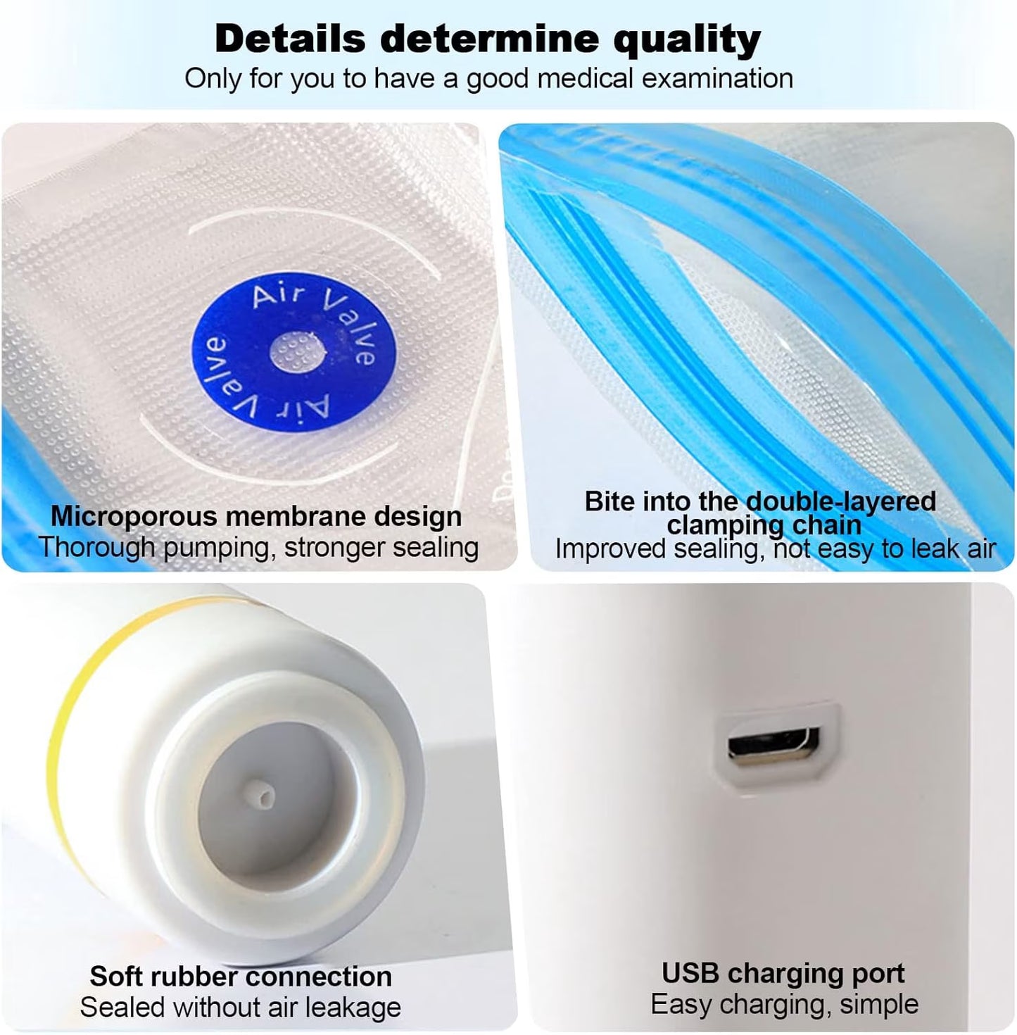 Vacuum Sealer Set with 10 Vacuum Bags, Portable Handheld Electric Mason Jar Food Storage Saver Kit Vacuum Sealer Machine Rechargeable Electric Vacuum Sealer Kit