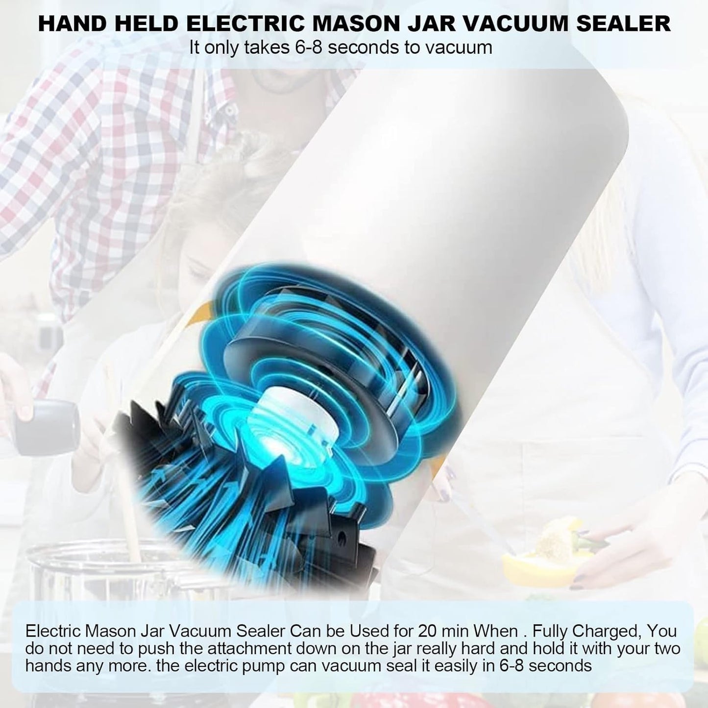 Vacuum Sealer Set with 10 Vacuum Bags, Portable Handheld Electric Mason Jar Food Storage Saver Kit Vacuum Sealer Machine Rechargeable Electric Vacuum Sealer Kit