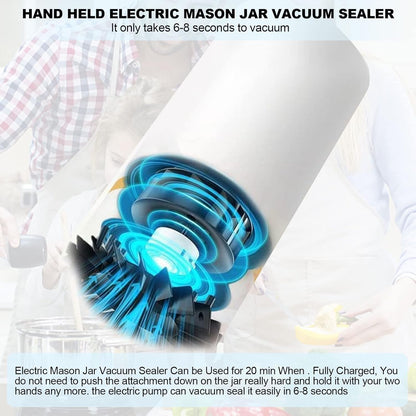 Vacuum Sealer Set with 10 Vacuum Bags, Portable Handheld Electric Mason Jar Food Storage Saver Kit Vacuum Sealer Machine Rechargeable Electric Vacuum Sealer Kit