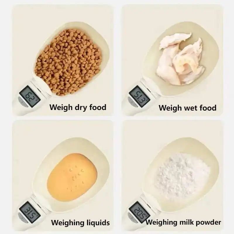 Food Scale Pet Measuring Scoop LCD Electronic Precision Weighing Tool Dog Cat Feeding Digital Spoon Scale Display Kitchen Scale